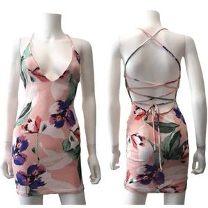 NWT Privy Halter Floral Bodycon Dress Size M